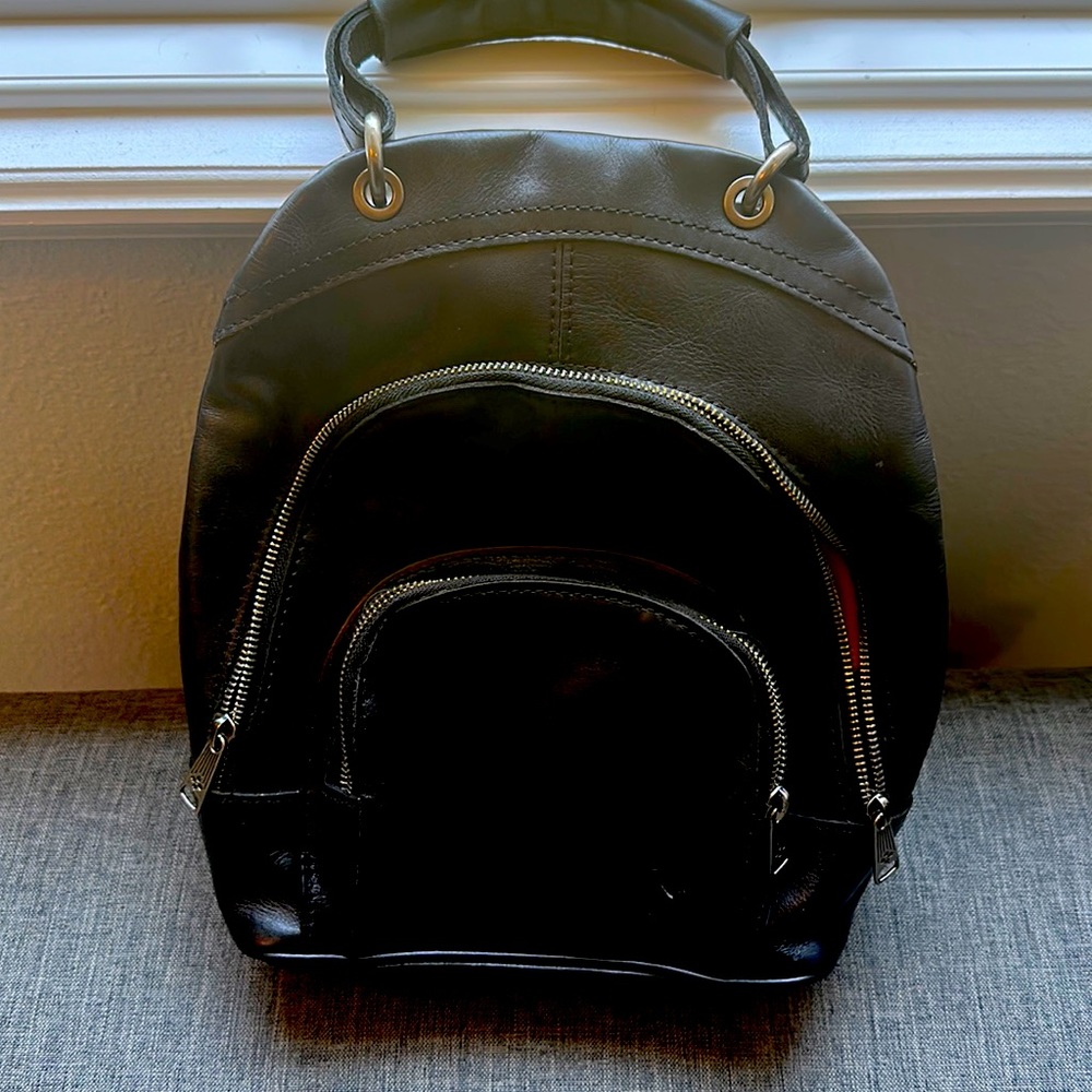 Patricia Nash black leather backpack, used.